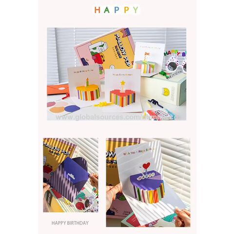 Carte de vœux d'anniversaire pop-up 3D créative haut de gamme, cadeau mignon pour la fête des enseignants, carte de vœux manuscrite
