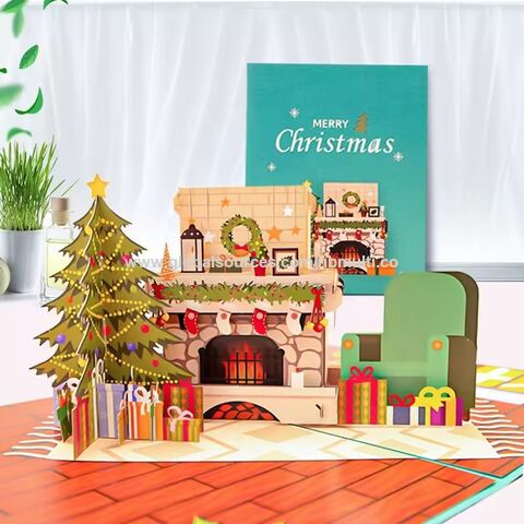 Carte de vœux de Noël 3D transfrontalière pour le e-commerce, carte cadeau de vacances créative et originale