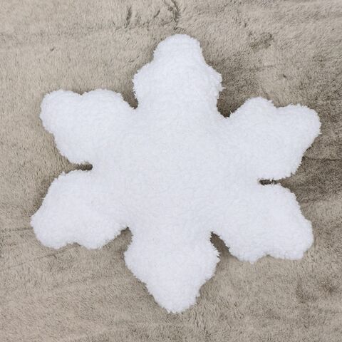 MU 2024 Nuevo producto Cojín 3D de felpa sherpa suave con diseño de copos de nieve para decoración navideña de invierno for sale at factory direct price