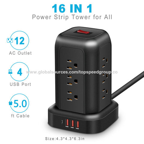 Tragbarer Steckerleiste mit USB-C Ladestation, Turmsteckdose, vertikale Steckdose mit individuellem Logo