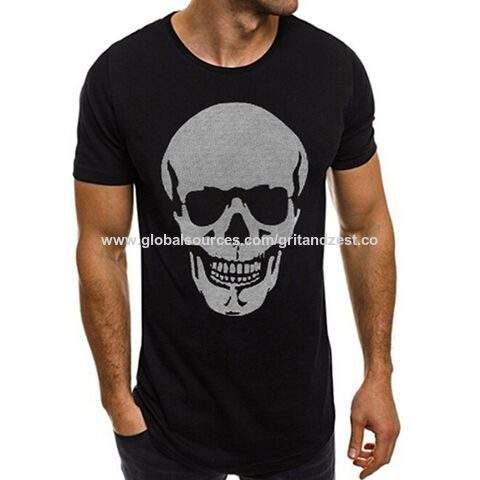 Camisa casual com estampa de caveira masculina 2020, moda streetwear, camiseta gótica fantástica com impressão digital 3D for sale at factory direct price