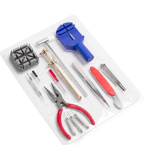 Kit de Herramientas de Reparación de Relojes Eraysun de 16 Piezas, Removedor de Pasadores de Eslabones, Abridor, Barra de Resorte, Reemplazo de Batería de Reloj, Bolsa de Transporte de Alta Calidad for sale at factory direct price