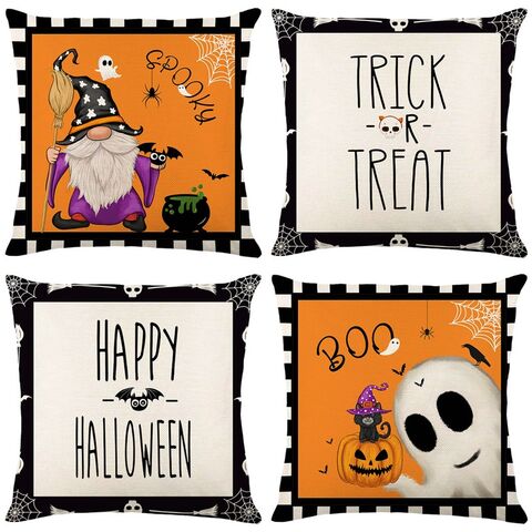Sarung Bantal Linen Cetak Huruf Lucu MU Dekorasi Rumah Halloween Ruang Tamu Kamar Tidur Sarung Bantal untuk Dekorasi Halloween for sale at factory direct price