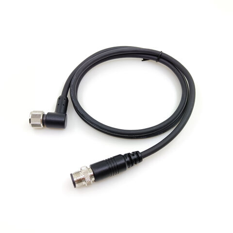 Conector M12 Impermeable de 90 Grados en Ángulo Recto, Cable PVC/PUR Macho Hembra Moldeado, Ensamblaje de Sensor de Doble Extremo