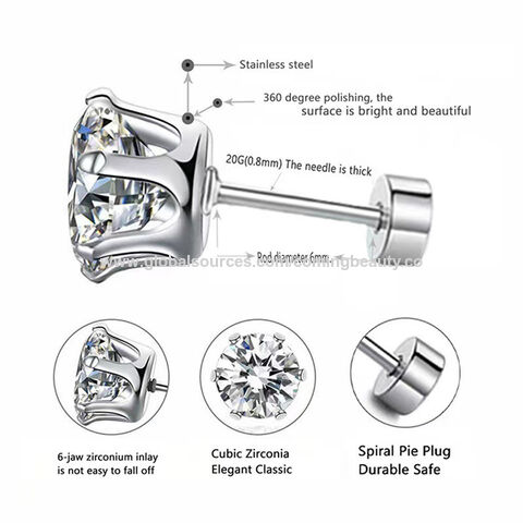 1 paire de Boucles d'Oreilles Puces d'Oreilles en Zircon Cristal pour Femmes/Hommes Boucles d'Oreilles de Mode en gros for sale at factory direct price