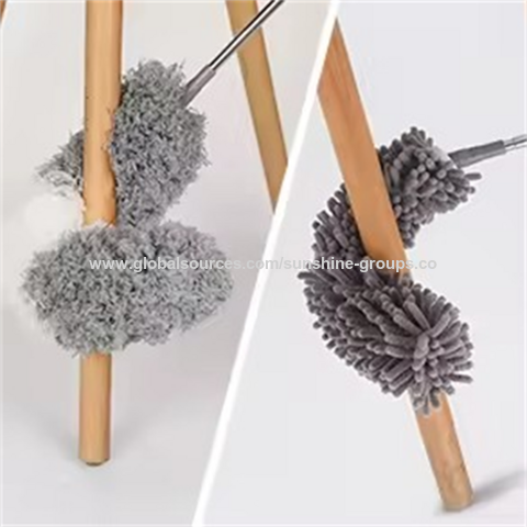 Haste telescópica espessada atualizada, espanador de chenille de microfibra multi-cabeça, escova de pó de teto, espanador de penas