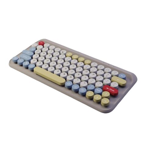 Combo de teclado inalámbrico retro colorido y ratón redondo (teclas de colores mixtos)