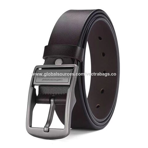Ceinture à boucle ardillon pour homme, style rétro, mode décontractée, en cuir de vachette véritable pour jeans