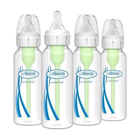 رضّاعة أطفال دكتور براونز Natural Flow Options+ المضادة للمغص، ذات عنق ضيق، 8 أونصة/250 مل، مع حلمة تدفق بطيء المستوى 1، 0 أشهر+ for sale at factory direct price