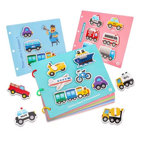 Montessori Quiet Book Für Kleinkinder – Interaktives Lernbuch, 4 Themen, Holz, 28x20,5 Cm