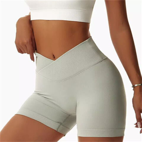 Pantalones Cortos Deportivos de Cintura Alta JJ para Running y Fitness, Elásticos, Sin Costuras, Ajustados para Mujer for sale at factory direct price