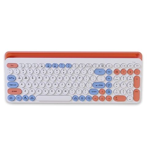 Teclado Inalámbrico de Membrana Chocolate Ultrafino, Estilo Retro Punk con Teclas Redondas y Carga