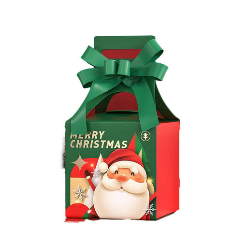 Caja de regalo para manzanas acarameladas navideñas de Papá Noel rojas y verdes, novedad 2024 for sale at factory direct price