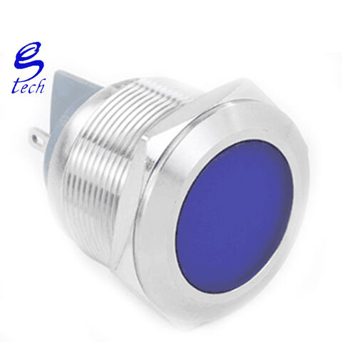 Indicador luminoso de metal impermeable con fuente de alimentación LED de pin monocromático de cabeza plana de 25 mm de alta calidad for sale at factory direct price