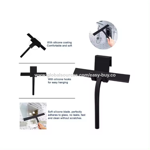 Rodo de Limpeza Multifuncional para Vidros com Raspador e Ventosa de Silicone para Janelas e Box de Chuveiro