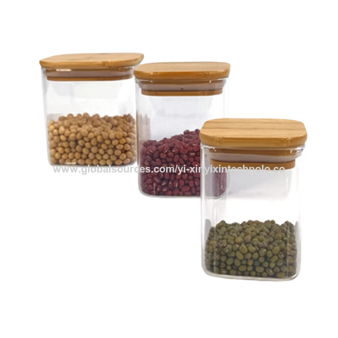 Frascos de vidrio clásicos para almacenamiento, 350 ml, 500 ml, 750 ml, recipientes de almacenamiento para despensa de cocina para especias, granos de café, vidrio transparente, uso alimentario for sale at factory direct price