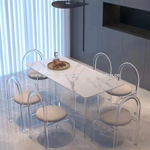 Cadeira Transparente de Acrílico para Mobiliário Doméstico, Sala de Estar, Cadeira de Lazer Simples com Encosto, Cadeira de Jantar for sale at factory direct price