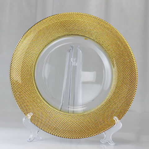 Grenzüberschreitender europäischer kreativer Gold-Silber-Glas-Abendessen-Western-Steak-Pad-Teller