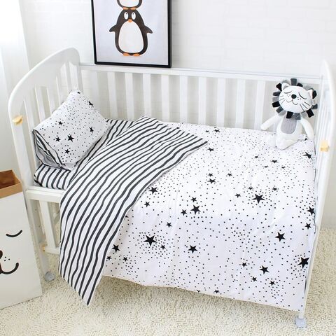 MU Couleur Unie Bio 100% Coton Doux Garçon Fille Berceau Bébé Couverture Couette Housse d'Oreiller 3 Pièces Ensemble de Literie pour Lit de Bébé for sale at factory direct price