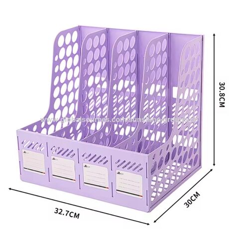 Organizador de escritorio vertical de plástico para archivos, combinación de archivadores, revistero de cuatro secciones, estantería de oficina