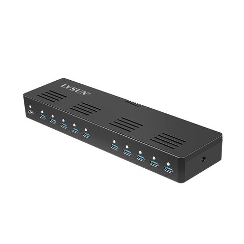 Station d'accueil de charge PD avec 10 ports USB-C pour le secteur de l'éducation, recharge pour ordinateurs portables, téléphones portables, iPads et tablettes.