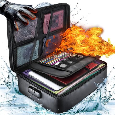 Organizador de Archivos Ignífugo Mejorado con Cerradura, Almacenamiento Portátil Multicapa para Documentos Importantes y Ordenador Portátil for sale at factory direct price