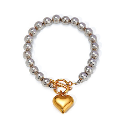Modisches Design Neues 18K Gold Edelstahl Silber Runde Perle Gold Anhänger Liebesarmband - Großhandel Modeschmuck