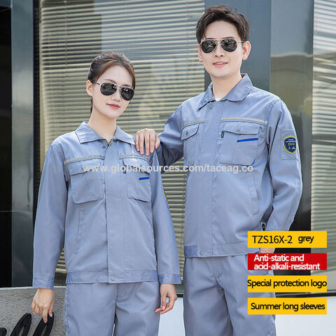 Ropa de trabajo de verano antiácida, antiálcali y antiestática con logo personalizado, uniforme para planta química resistente a la corrosión for sale at factory direct price