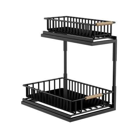 Étagère de rangement sous évier à 2 niveaux en fer durable pour cuisine et salle de bain, vente en gros promotionnelle