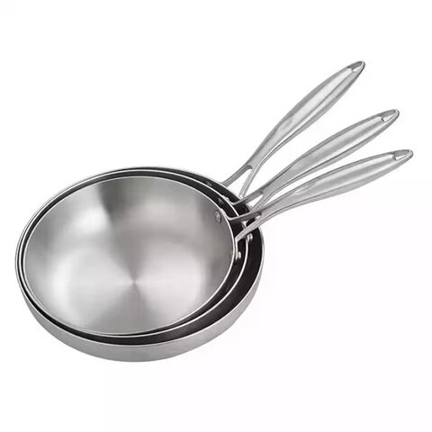Poêles à frire antiadhésives en acier inoxydable 304 de grande qualité, résistantes à la chaleur, pour une utilisation quotidienne et une cuisson multiple