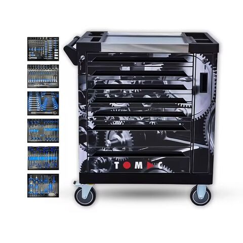 Coffres et armoires à outils en acier inoxydable colorés à 6 tiroirs, 202 pièces, personnalisés, pour garage avec outils à main for sale at factory direct price