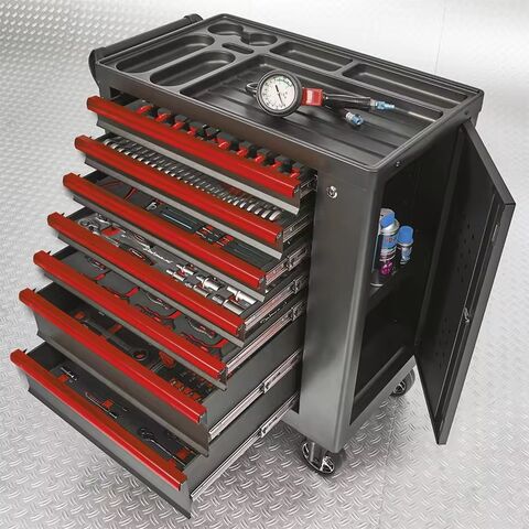Chariot à outils à 7 tiroirs en acier inoxydable robuste, servante d'atelier, armoire à outils for sale at factory direct price