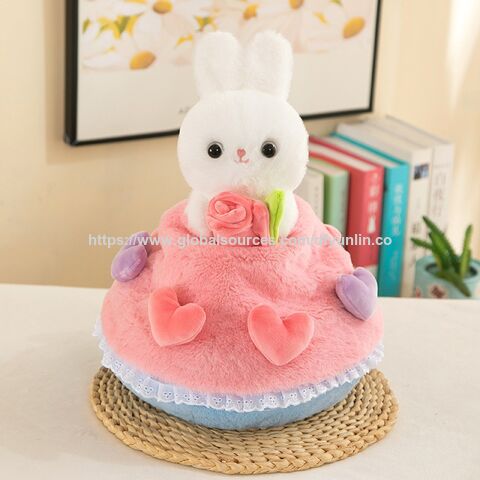 Ramo de flores de peluche con diseño de conejo princesa, regalo de San Valentín