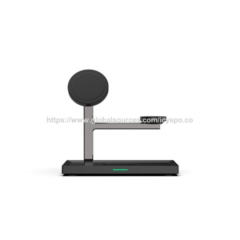 حامل الشحن المتعدد 4 في 1 TC5 15W qi2 بتصميم سطح المكتب لحامل الهاتف، شاحن مغناطيسي للساعة وسماعة الأذن