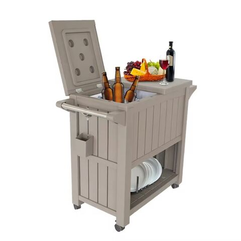 Robuster, hochwertiger mobiler Cocktail-Bartisch, tragbare Eiswürfelbehälter-Bar mit Rädern für Gastronomie und Events