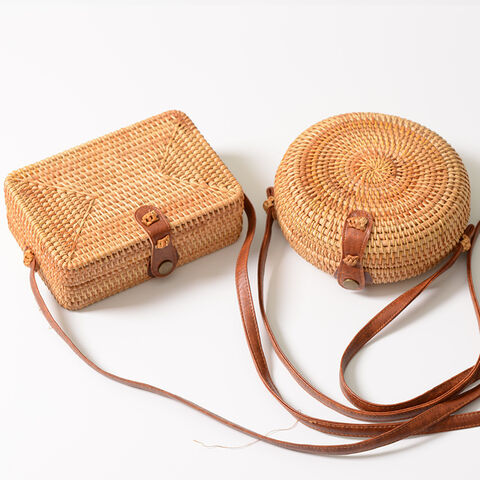 Sacs de plage de style simple et moderne pour femmes, sacs à bandoulière crochetés, sacs de voyage portables de forme ronde et carrée pour l'extérieur
