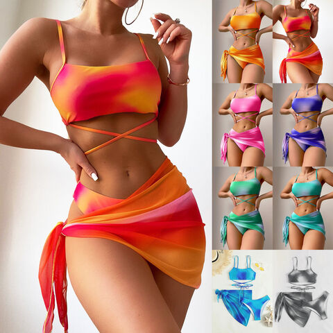 Bikinis pour femmes 2026 en polyester de différents coloris, design tendance, maillots de bain frais et confortables pour voyages d'été en extérieur et à la plage