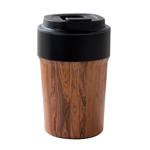Taza de café portátil OEM con diseño de grano de madera exquisito - Taza aislada para mayoristas for sale at factory direct price