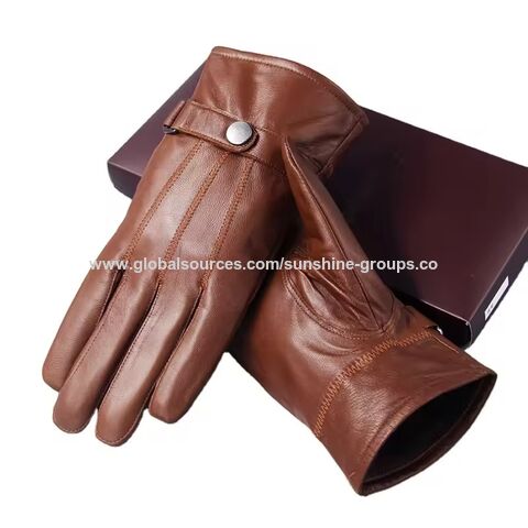 قفازات جلد طبيعي للرجال، قفازات ركوب الدراجات الشتوية الدافئة من جلد الغنم للرجال for sale at factory direct price