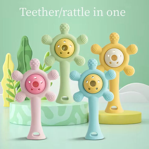 Hochet pour bébé, jouet à mâcher, marteau de sable bouilli, éducation précoce, prise en main, entraînement à la préhension, hochet pour nouveau-né, jouet de dentition en silicone for sale at factory direct price