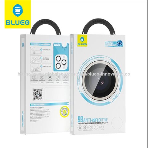 Protector de Lente de Cámara AR para iPhone 16 Pro Max BLUEO, Marco de Aleación de Titanio, Vidrio Templado Ultra Claro