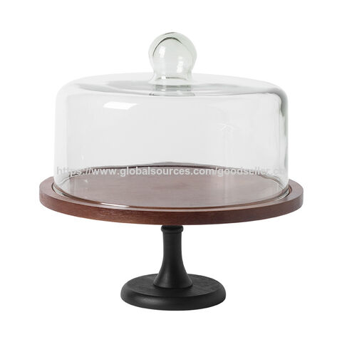 Nouveau Couvercle en Verre pour Pâtisserie Européenne Haut Plat à Gâteau Table à Dessert Plateau en Bois for sale at factory direct price