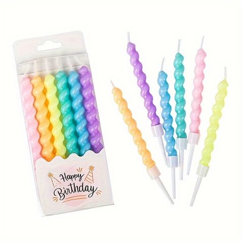 Juego de 6 velas espirales promocionales para tarta de cumpleaños, diseño retorcido y colorido para decoraciones de fiesta y celebraciones for sale at factory direct price