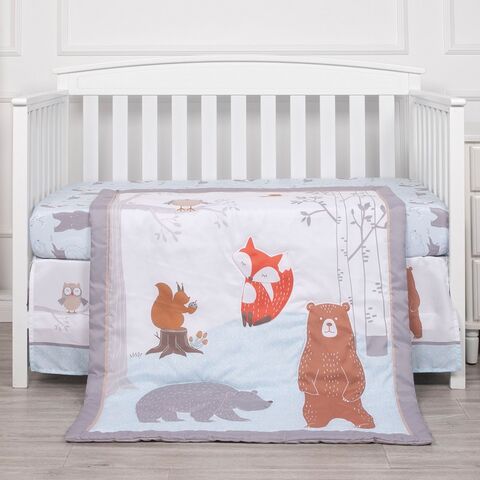 Ensemble de literie pour bébé avec logo personnalisé MU, 3 pièces, motif ours animal de dessin animé imprimé numériquement, 100 % coton, pour lit de bébé for sale at factory direct price