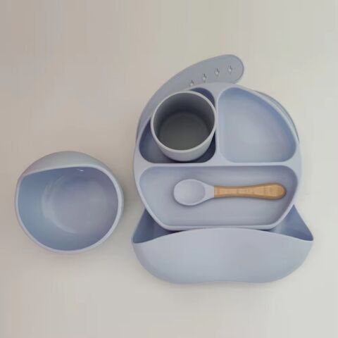 Conjunto de louça de silicone para bebês e crianças: Tigelas, babadores, colheres, garfos - Suprimentos para alimentação infantil for sale at factory direct price