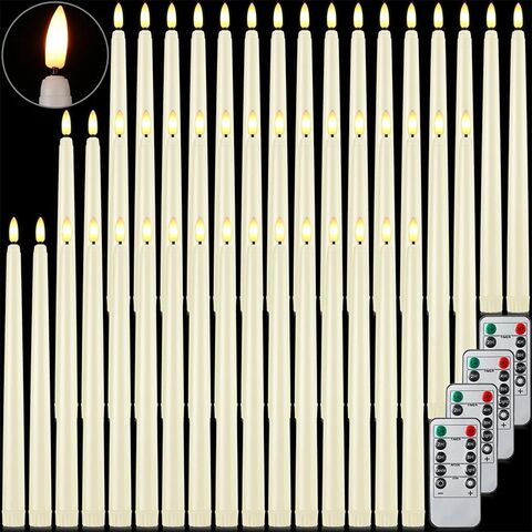 Bougies Coniques Décoratives en Fausse Cire avec LED, Fonctionnant sur Piles et Effet de Flamme Vacillante pour Décoration Intérieure en Gros