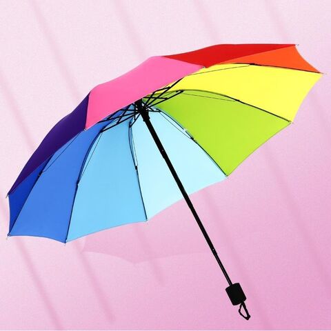 Parapluie Arc-en-ciel Pliant à Dix Baleines, Triple, Usage Double OEM, pour Pluie ou Soleil for sale at factory direct price