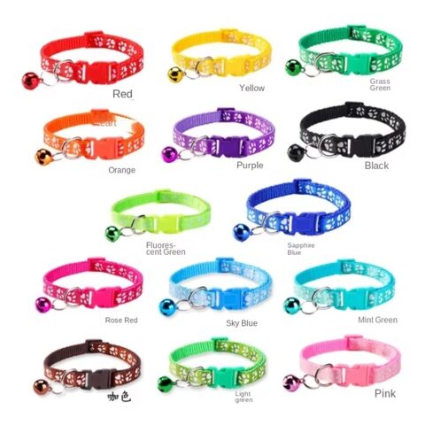 Collar para Mascotas Multicolor con Estampado de Dibujos Animados, Collar Ajustable con Hebilla de Nylon y Campanas para Cachorros, Perros y Gatos
