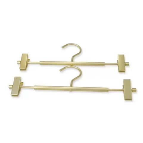 Atacado de fábrica personalizado bom dourado economia de espaço antiderrapante calça e saia cabides for sale at factory direct price