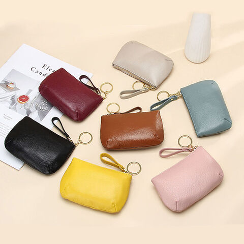 Lässige, minimalistische Damen Geldbörse, Mini Geldbörse aus weichem Echtleder, multifunktionales kurzes Münzfach